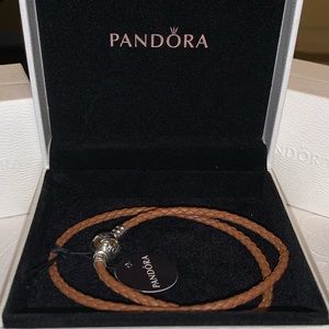 Pandora double leather brown bracelet New size 2
